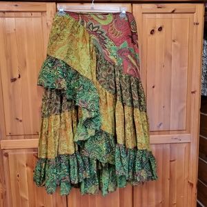 Boho wrap ruffle gypsy skirt one size